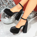 Damen elegante Plateau-Pumps mit modischer Schnalle R&B