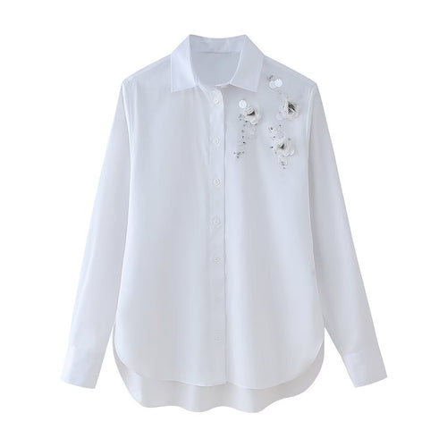 Damen geschickt gestaltete Bluse mit floralen Applikationen R&B