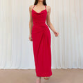 Damen Elegantes Maxikleid mit asymmetrischem Cowl-Ausschnitt und stilvoller Raffung R&B
