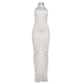 Damen Elegantes Maxikleid mit voluminösem Rüschen-Design und hohem Kragen R&B