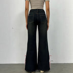 Damen Weite Jeans mit dekorativen Schnürdetails