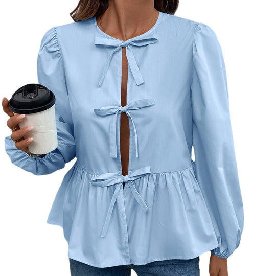 Damen Bluse mit Leopardenmuster und Rüschendetails R&B