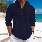 Herren Kapuzenpullover mit Knopfleiste und atmungsaktivem Stoff R&B