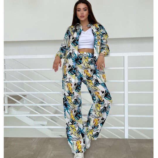 Damen modisches Ensemble mit floralem Muster und weitem Schnitt R&B