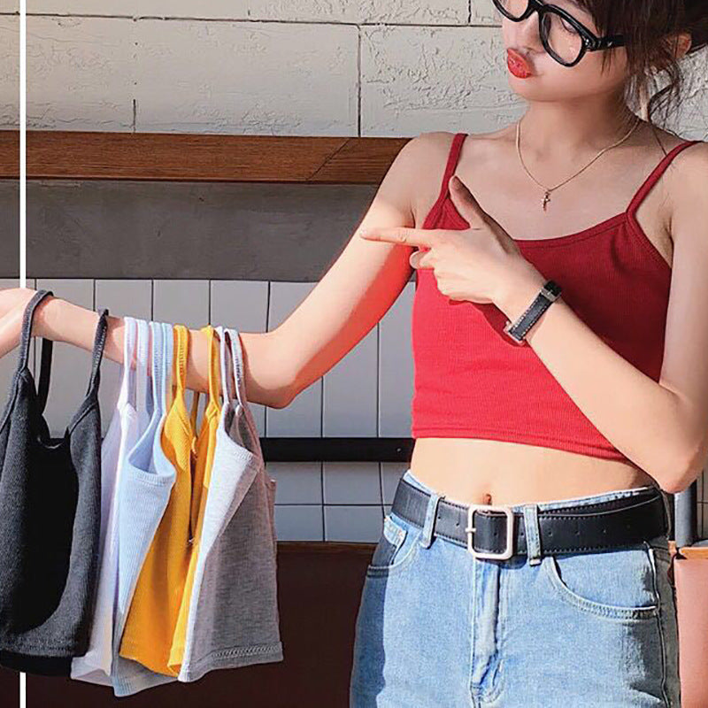 Damen Cropped Top mit schmalen Trägern und elastischem Schnitt