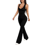 Damen Einteiler mit tiefem V-Ausschnitt und flared Beinen R&B
