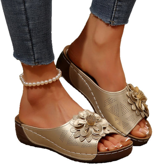 Damen bequeme Sandalen mit floralem Dekor und atmungsaktiver Lochstruktur R&B