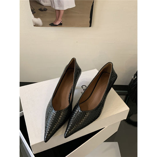 Damen elegante spitze Pumps mit geflochtenem Design und praktischem Komfort R&B