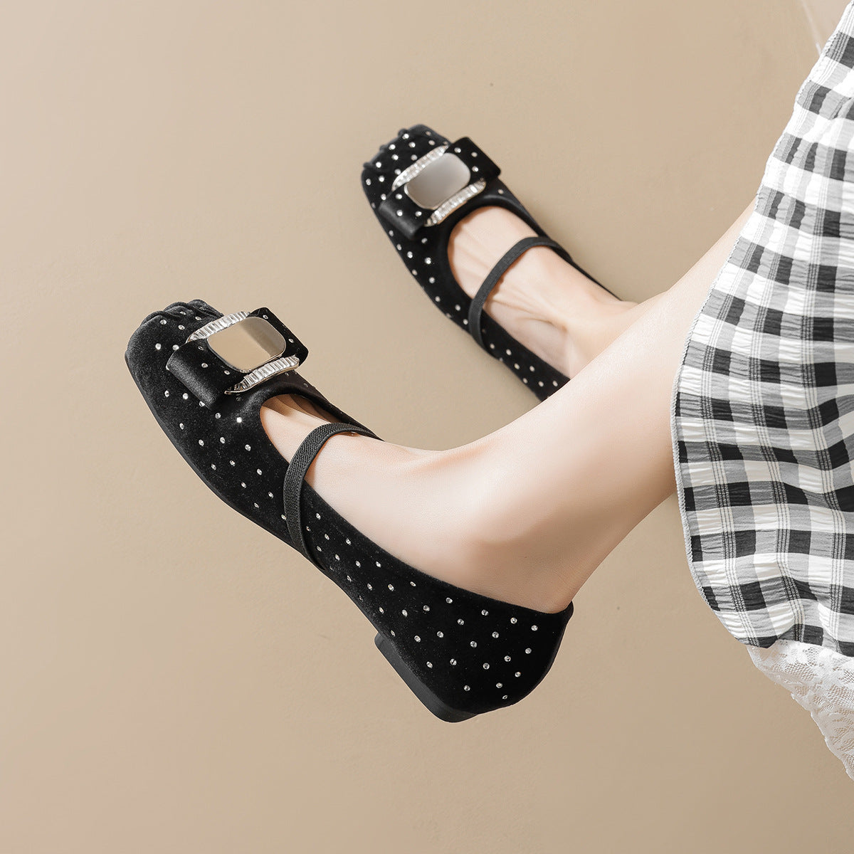 Damen Chice Ballerinas mit eleganter Schnalle und Strass-Applikationen