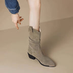 R&B | Stiefel - Wildleder - Knöchellang - Spitz Zulaufend - Metall-Zehenschutz - Blockabsatz
