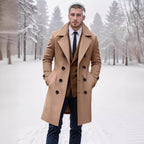 Herren eleganter Langmantel mit gefüttertem Innenfutter und stylischem Kragen R&B