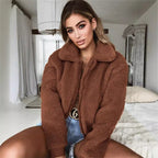 Damen Kuschelige Teddyjacke mit hohem Kragen R&B