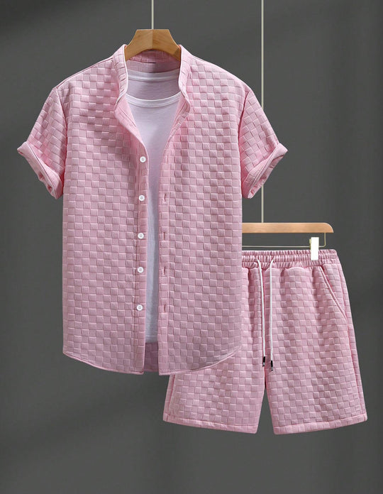 Damen lässiges Kurzarm Hemd und Shorts Set R&B