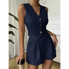 Damen Elegantes Jumpsuit mit klassischem Schnitt und modischen Knöpfen R&B