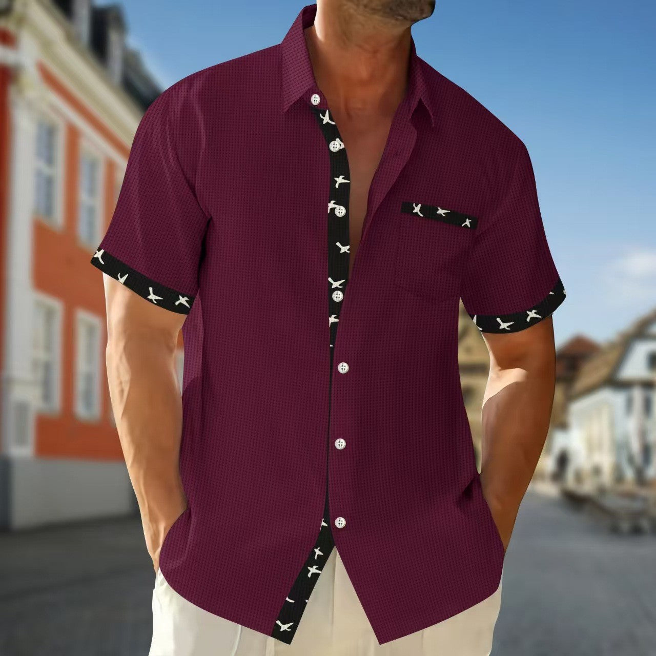 Herren Kurzarmhemd R&B