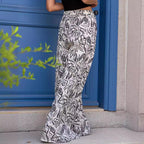 Damen Weit geschnittene Palazzo-Hose mit floralem Muster und elastischem Bund R&B