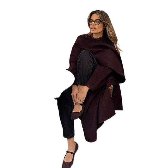 Damen Kuscheliger Wickelmantel R&B