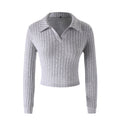 Damen Strickpullover mit klassischem Kragen und Rippstruktur R&B