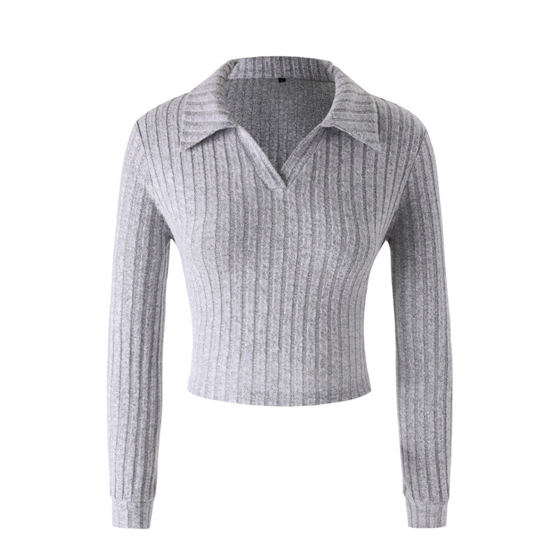 Damen Strickpullover mit klassischem Kragen und Rippstruktur R&B