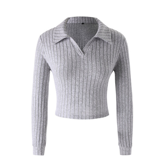 Damen Strickpullover mit klassischem Kragen und Rippstruktur R&B
