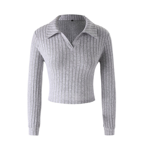 Damen Strickpullover mit klassischem Kragen und Rippstruktur R&B