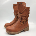 Damen Schnürstiefel mit dekorativen Nieten und robuster Profilsohle R&B