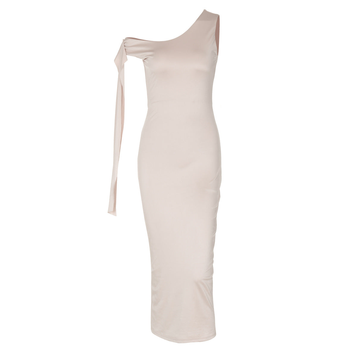 Damen Edles One-Shoulder-Kleid mit figurbetonter Silhouette und langen Ärmeln R&B