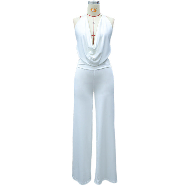 Damen Jumpsuit mit elegantem Wickeldetail und weiten Beinpartien R&B