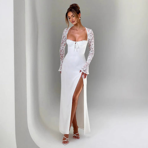 Damen Elegantes Maxi-Kleid mit raffiniertem Schnitt und schimmerndem Stoff R&B