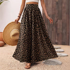 Damen Maxi-Rock mit elastischem Bund und Leopardenmuster R&B
