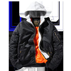 Herren Bomberjacke mit abnehmbarer Kapuze und praktischen Taschen R&B