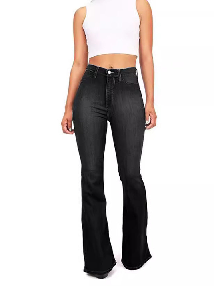 Damen Hoch taillierte Bootcut Jeans im eleganten zeitlosen Stil R&B