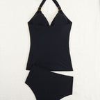 Damen Tankini mit tiefem V-Ausschnitt und dekorativem Knoten R&B