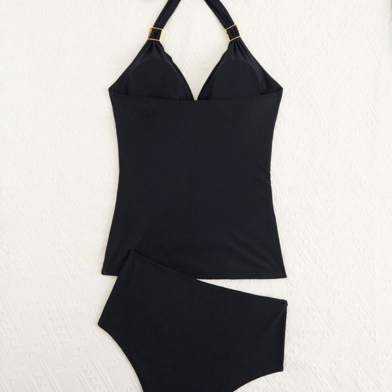 Damen Tankini mit tiefem V-Ausschnitt und dekorativem Knoten R&B