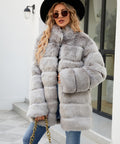 Damen Luxuriöse Kunstpelzjacke mit lockeren Ärmeln und voluminösem Schnitt R&B