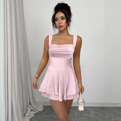 Damen Verspielt geschnittenes Sommerkleid mit Raffung und schwingendem Rock R&B