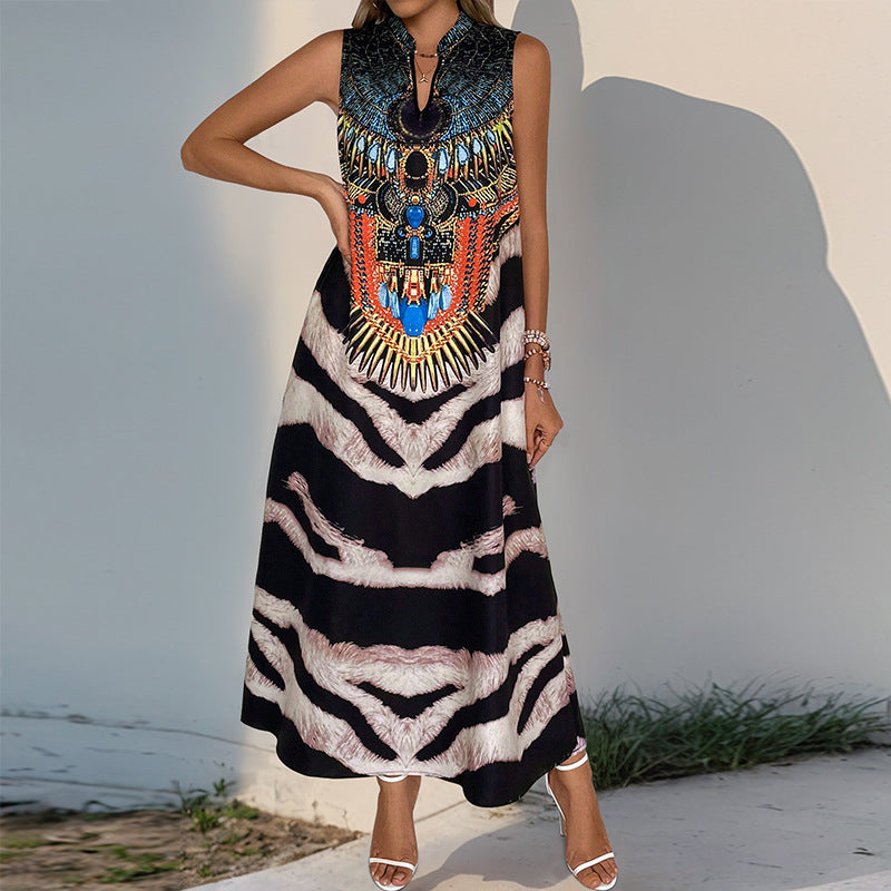 Damen Maxi-Kleid mit auffälligem Animal-Print und eleganten Verzierungen R&B