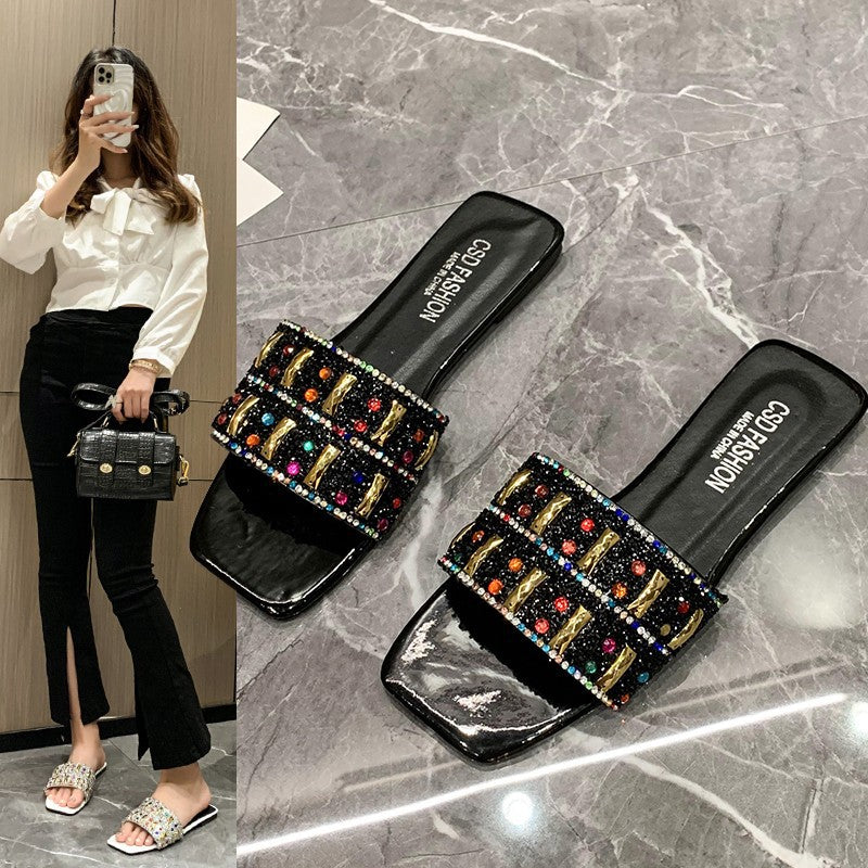Damen Glamouröse Slipper mit funkelndem Strass R&B