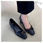 Damen elegante Blockabsatz-Pumps mit modischem Riemchen