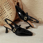 Damen Slingback-Pumps mit verstellbarem Riemen und edler Schnallenapplikation