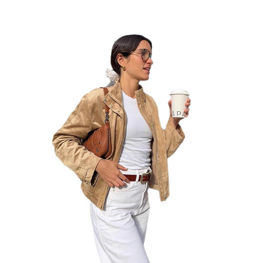 Damen Kunstlederjacke mit elegantem Schnitt R&B