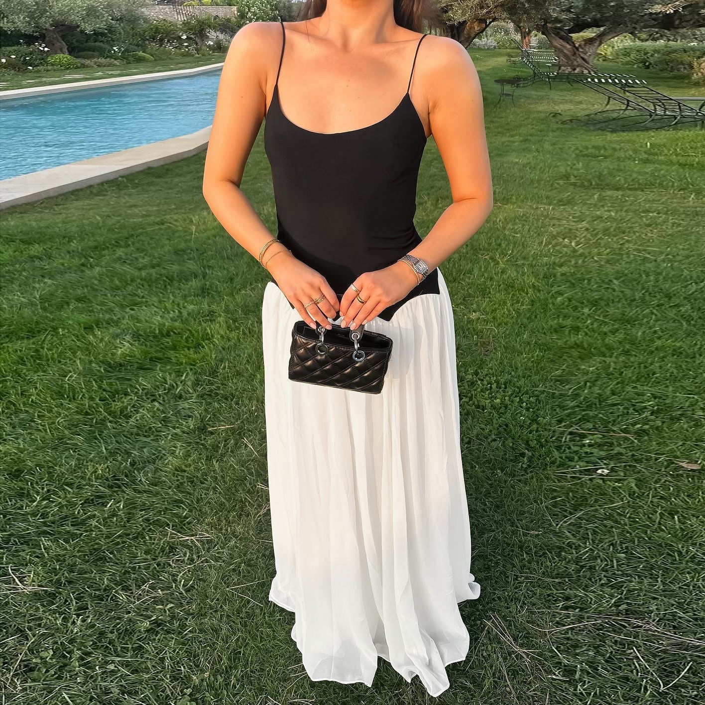 Damen Maxikleid mit raffinierten Trägern und elegantem Schnitt R&B