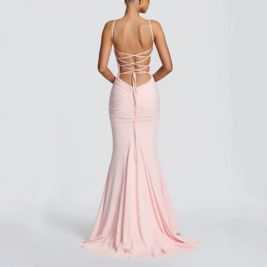 Damen Elegantes Tailliertes Maxikleid mit Raffungen R&B