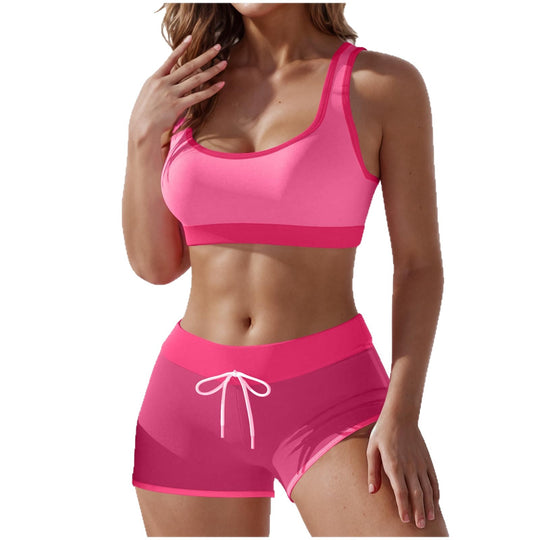Damen nan stützendes Sportbustier mit breitem Unterbrustband und taillenhohen Trainingsshorts R&B