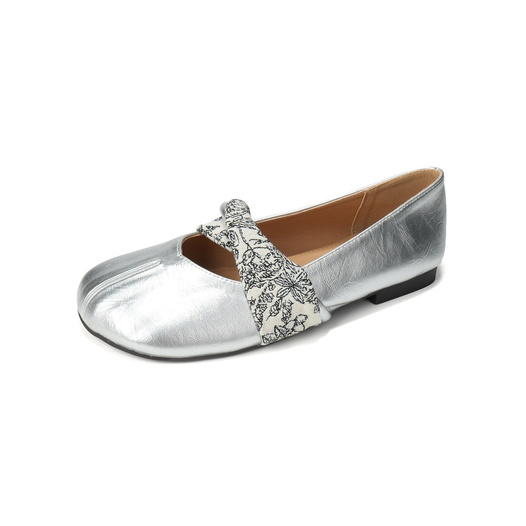 Damen Ballerinas mit floralem Riemen und bequemer Sohle R&B