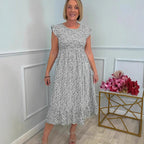 Damen luftiges Maxikleid mit Rüschen und floralem Design R&B
