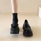 Damen modische Schnürloafers mit stabiler Plattformsohle und eleganter Riemenverzierung R&B