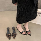 Damen schicke Slingback Mules mit modischem Leopardenprint R&B