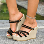 Damen Wedge-Sandalen mit komfortablen Riemen und rutschfester Sohle R&B