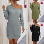 Damen lässiges Strickkleid mit schulterfreiem Design R&B